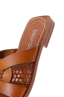 Women's Tan Leather Slippers | Derimod