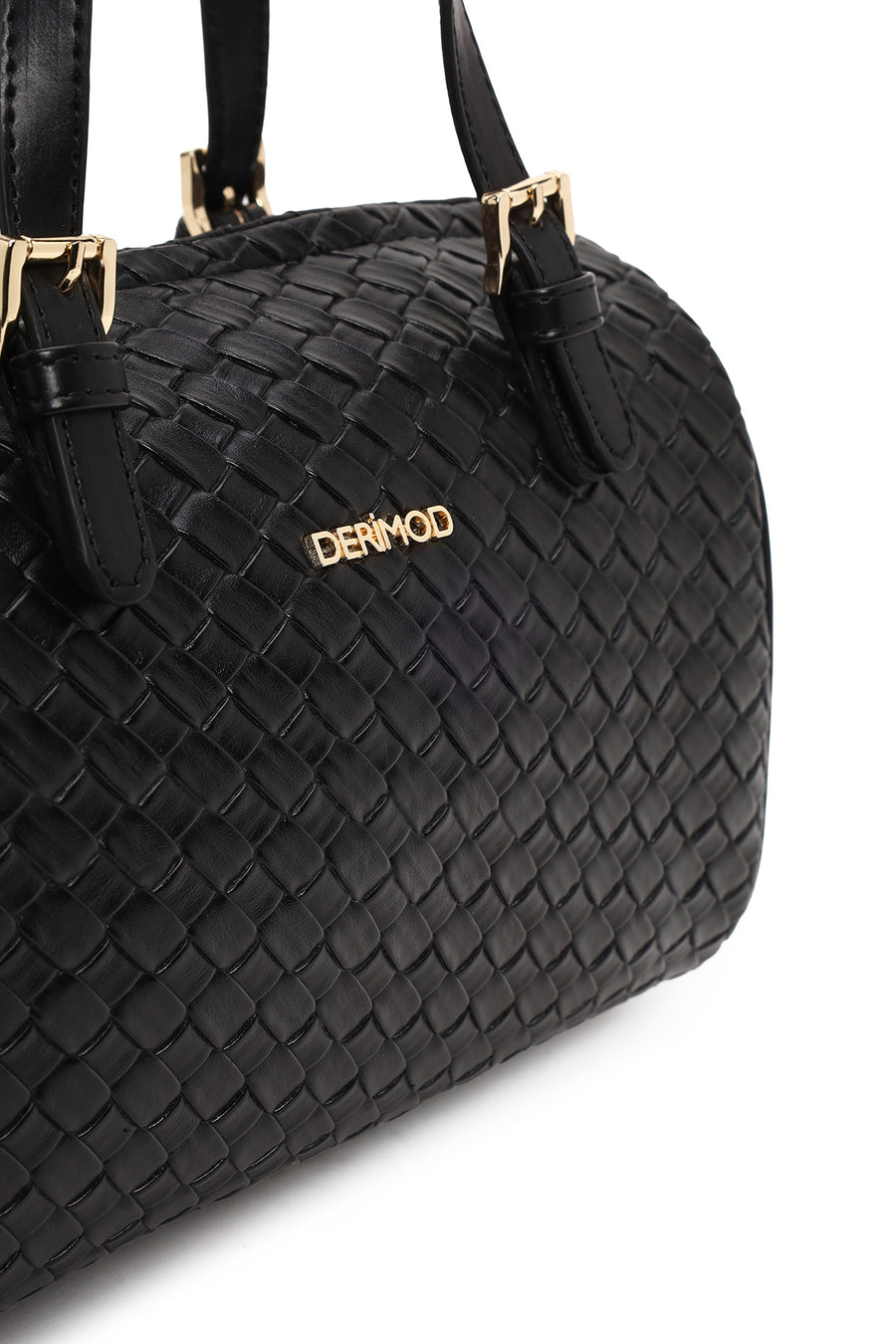 Woman Black Long-Strap Woven Shoulder Bag