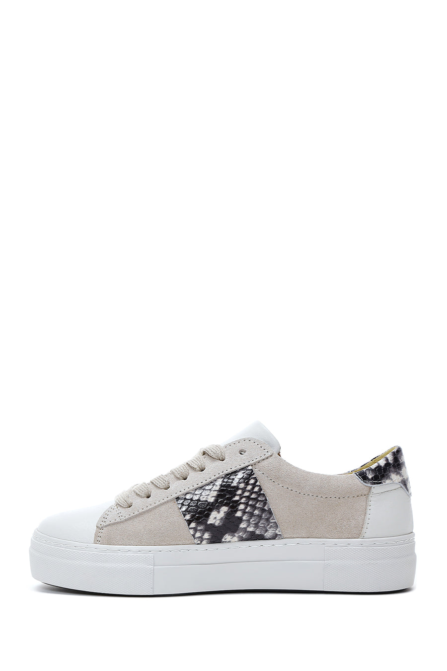 Women's Beige Leather Patterned Sneaker