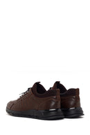 Erkek Kahverengi Bağcıklı Deri Sneaker | Derimod