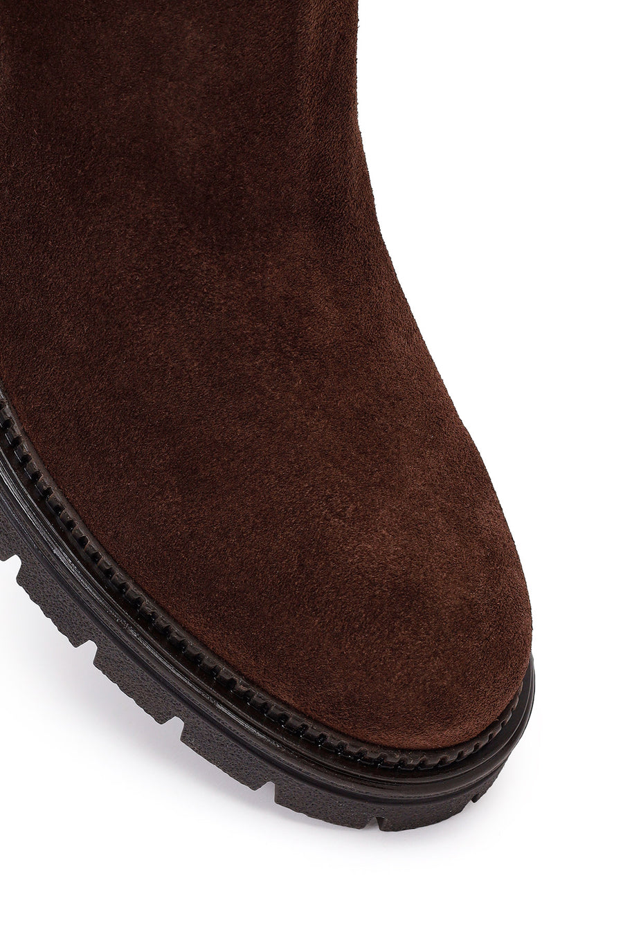 Woman Brown Thick-Soled Zip Closure Suede Casual Boots