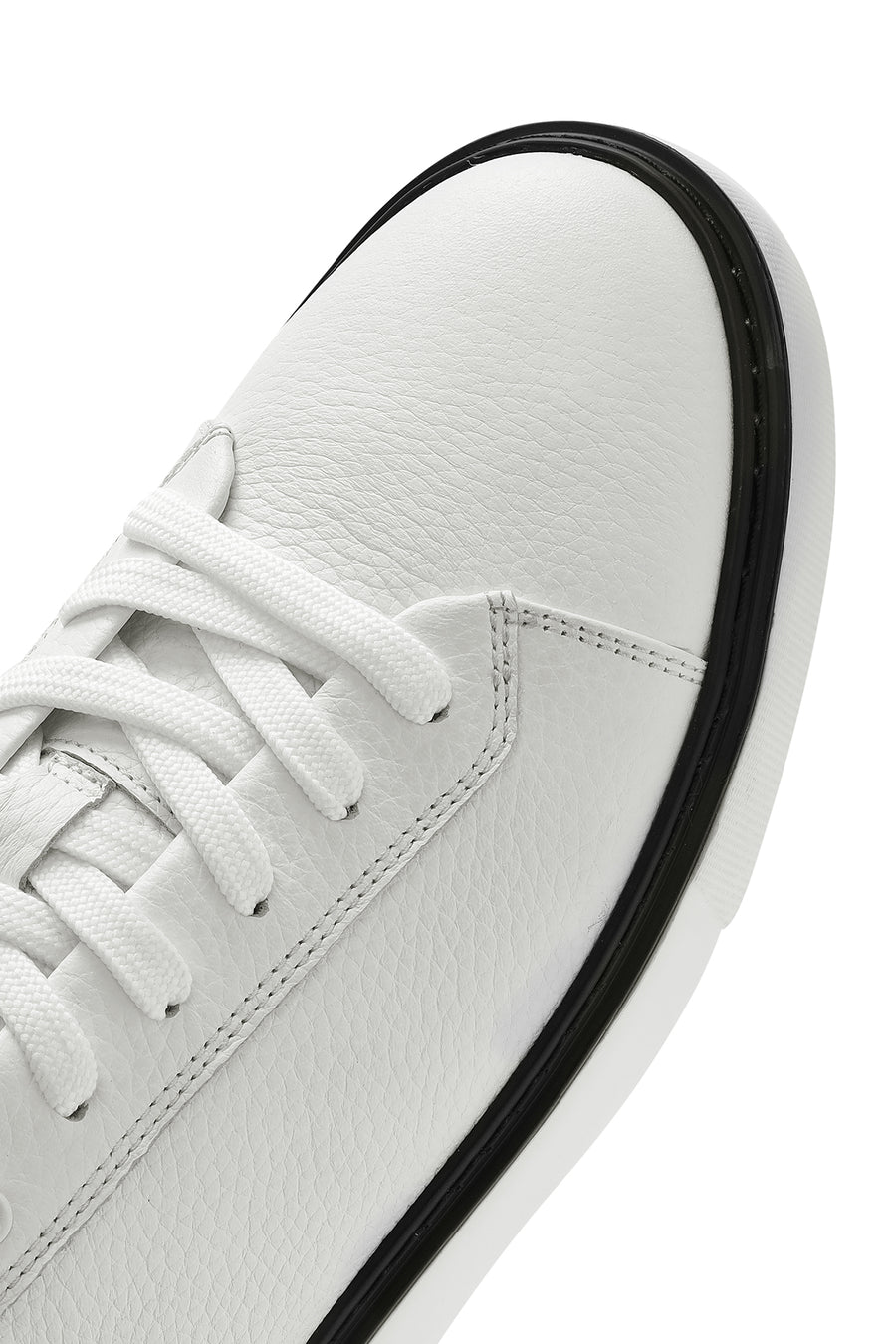 Erkek Beyaz Bağcıklı Deri Sneaker