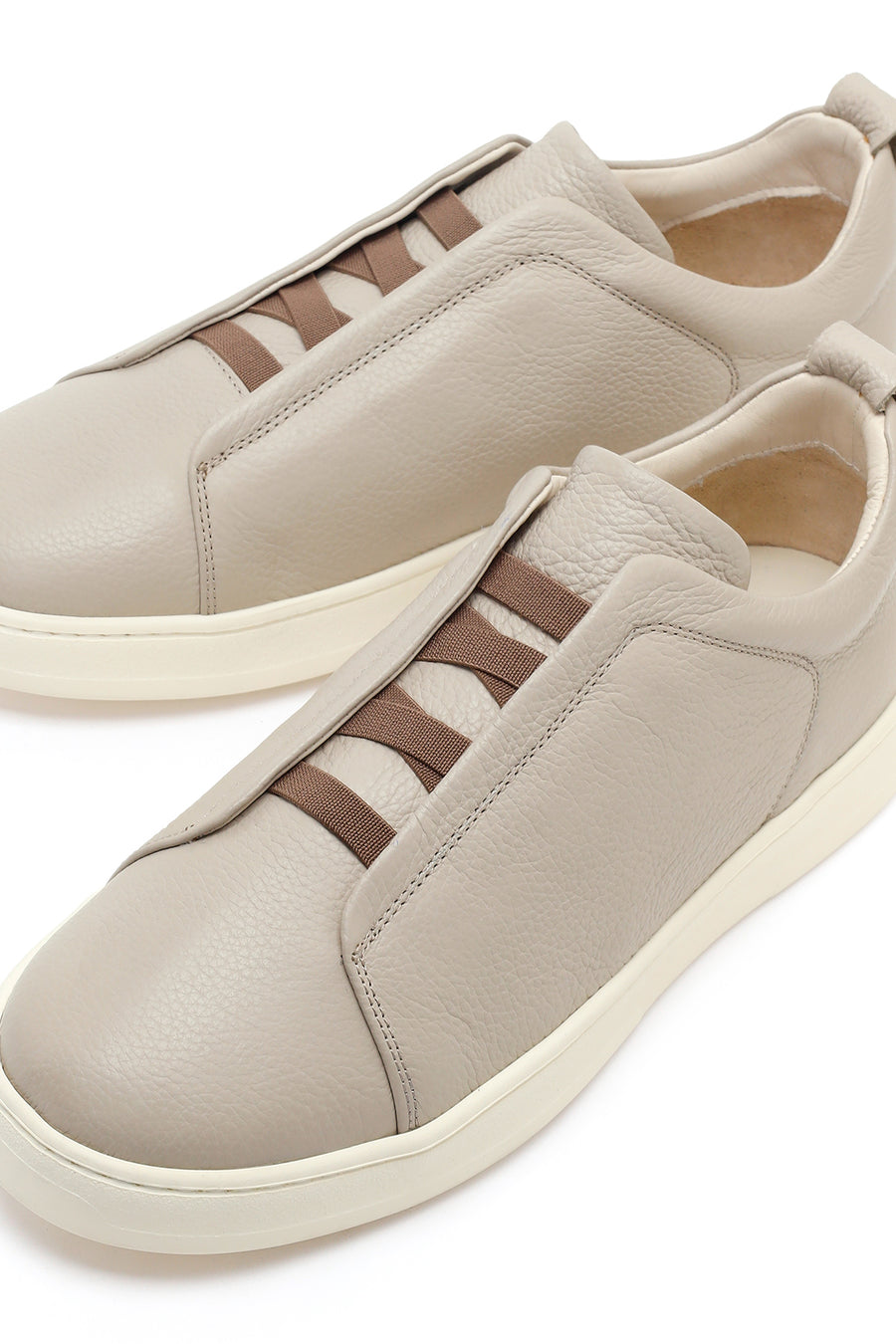 Men's Light Grey Leather Sneakers