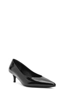 Women's Black Low Thin Heel Patent Leather Shoes | Derimod