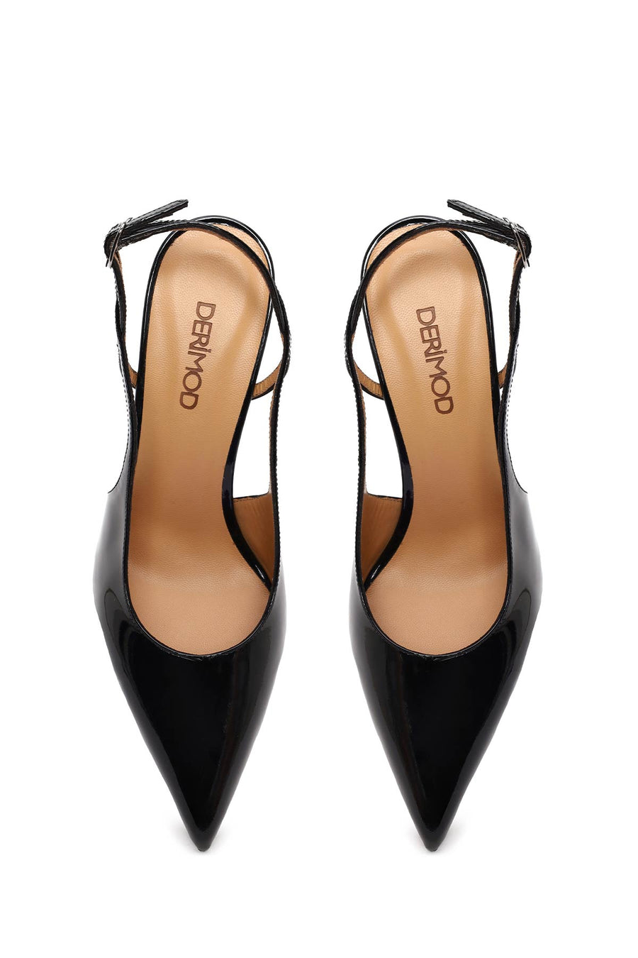 Woman Black Backless High Thin-Heeled Patent Leather Leather Shoes