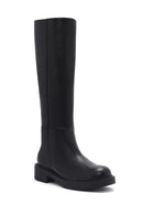 Women's Black Zippered Leather Boots | Derimod