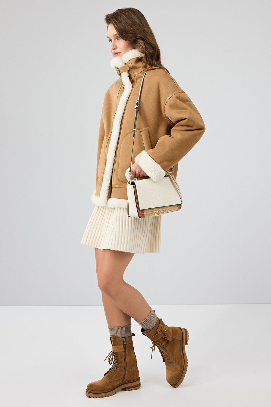 Oslo Woman Camel Double-Sided Teddy Coat