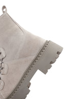 Women's Gray Suede Leather Zippered Boots | Derimod