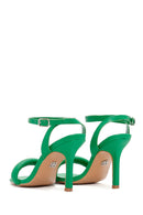 Women's Green Ankle Strap Thin Heel Sandals | Derimod