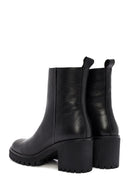 Women's Black Heeled Zippered Leather Boots | Derimod