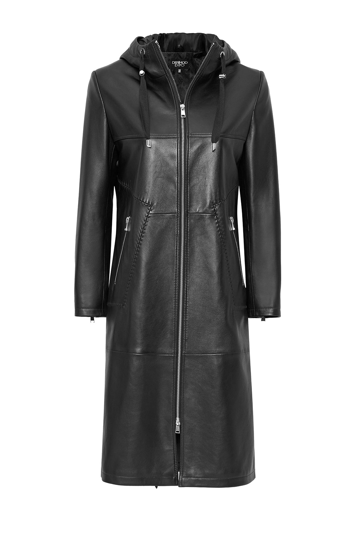 Selena Women's Black Hooded Leather Coat 24WGE52801M | Derimod