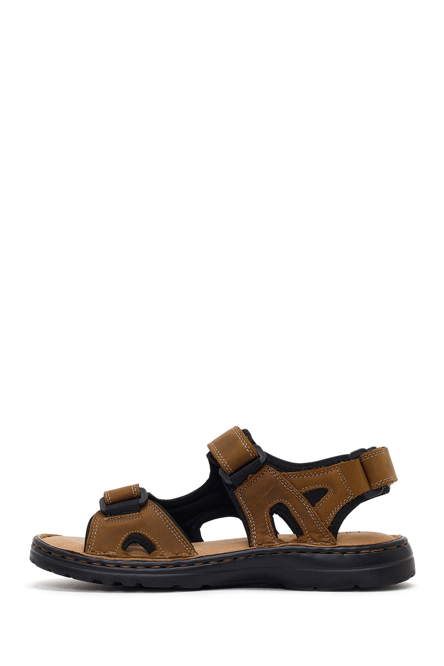 Men's Brown Double Strap Leather Sandals