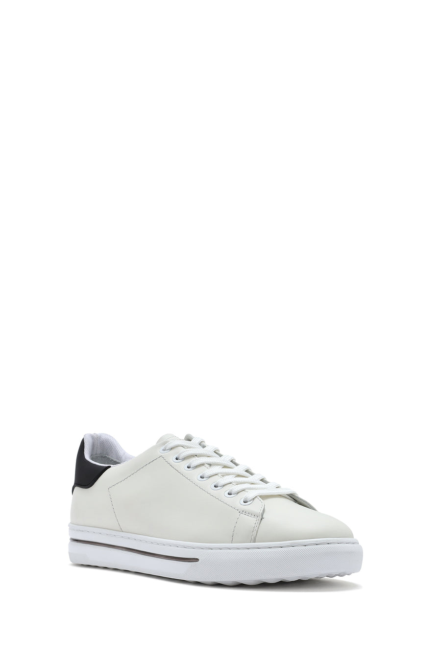 Men's White Lace-up Leather Sneaker