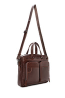 Men's Brown Long Strap Leather Briefcase | Derimod