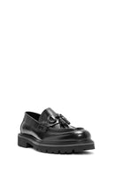 Men's Black Tasseled Leather Casual Loafer | Derimod