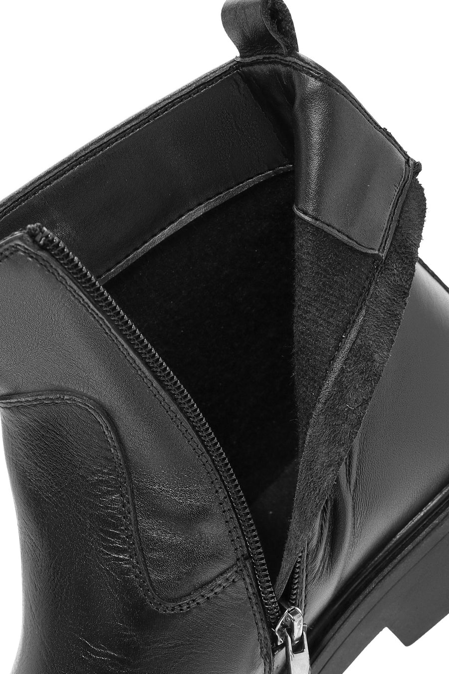 Men's Black Zippered Leather Casual Boots