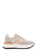 Women's Beige Thick Soled Leather Suede Detailed Sneaker | Derimod