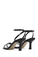 Women's Black Ankle Strap Stone Thin Heel Sandals | Derimod