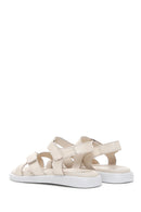 Women's Beige Leather Comfort Sandals | Derimod