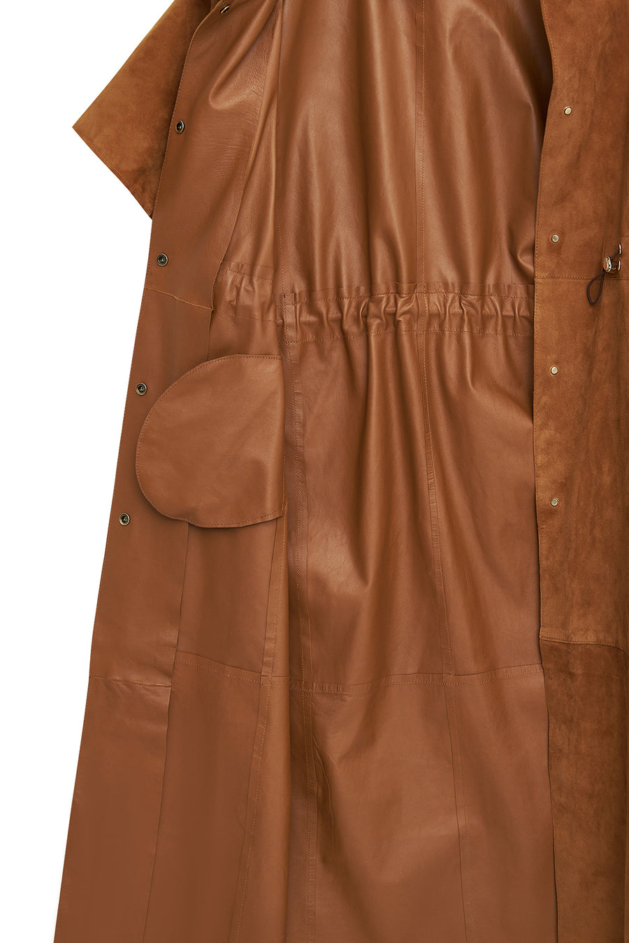 Miranda Women's Brown Hooded Suede Leather Long Vest