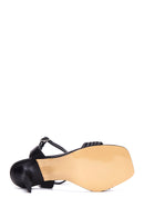 Women's Black Leather Heeled Sandals | Derimod