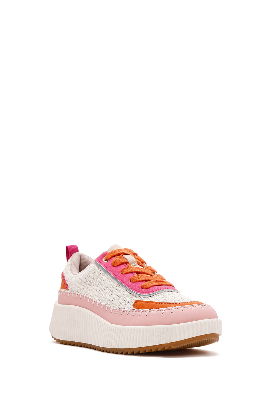 Kadın Çok Renkli Bağcıklı Kalın Tabanlı Örgülü Sneaker