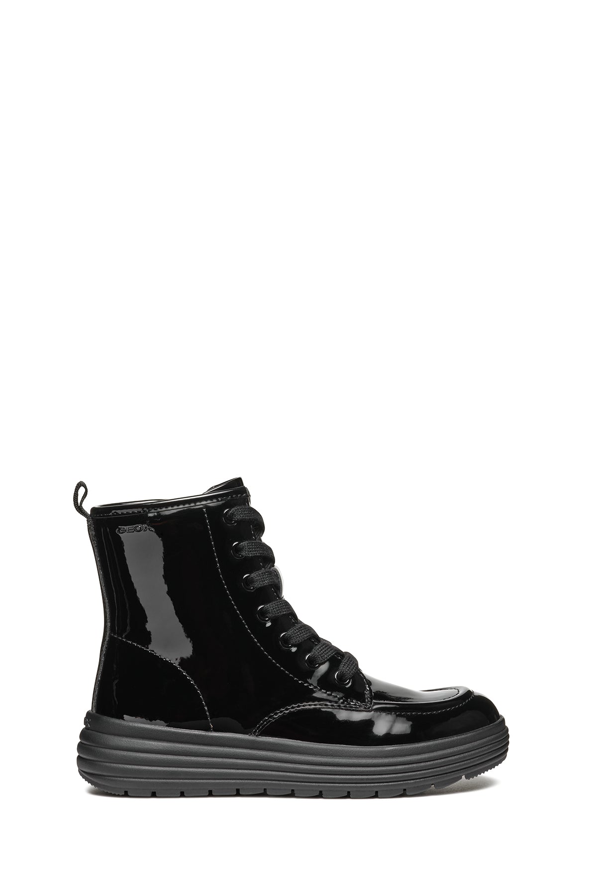 Geox Girls Black Phaolae Lace-Up Zipper Detailed Leather Combat Boots J46ETA000HHC9999 | Derimod