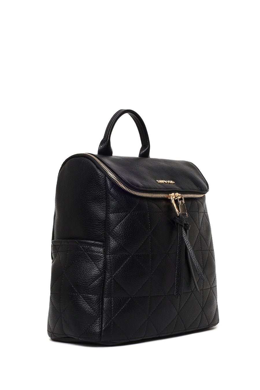 Woman Black Patterned Backpack