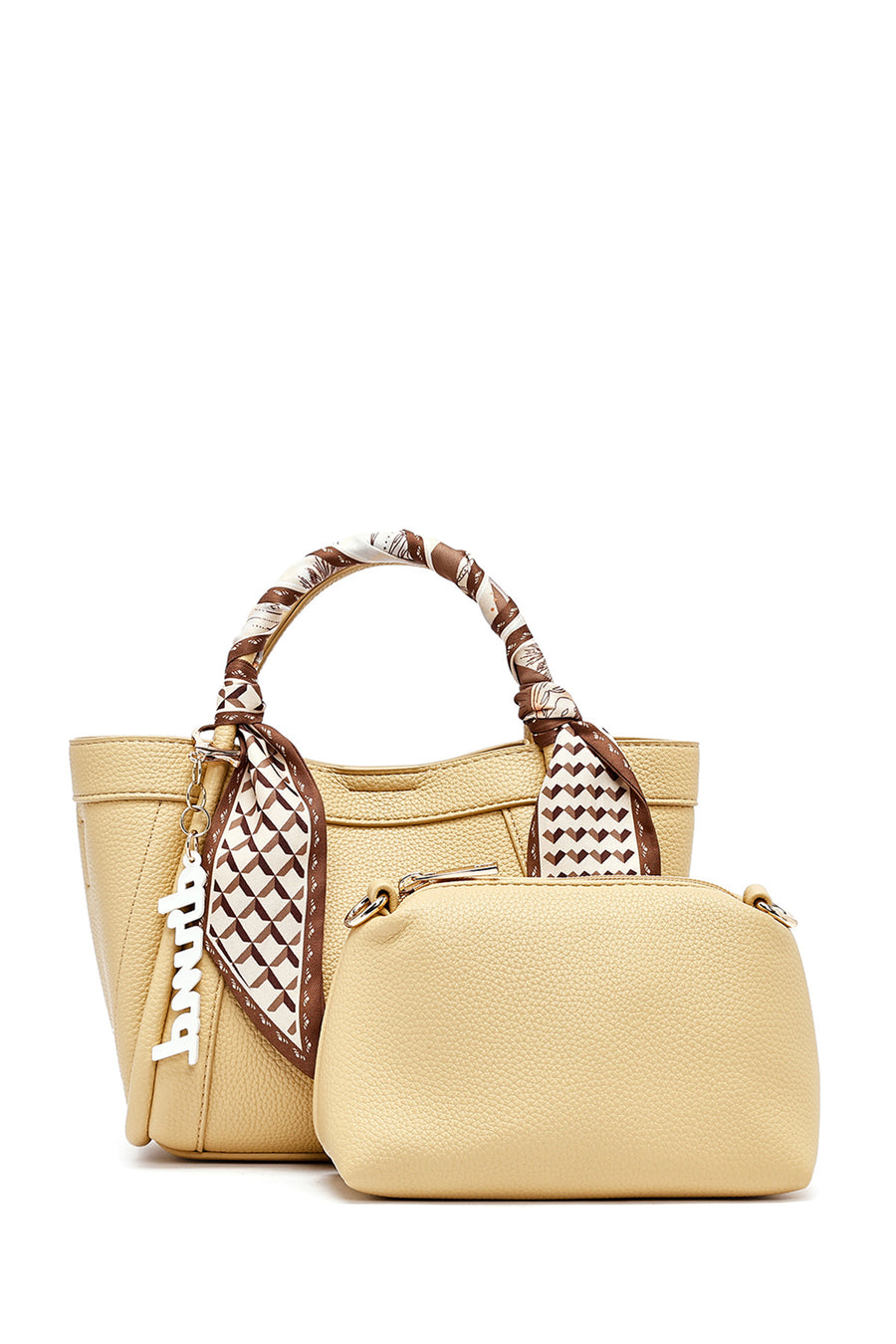 Women's Yellow Long Strap Accessorized Shoulder Bag