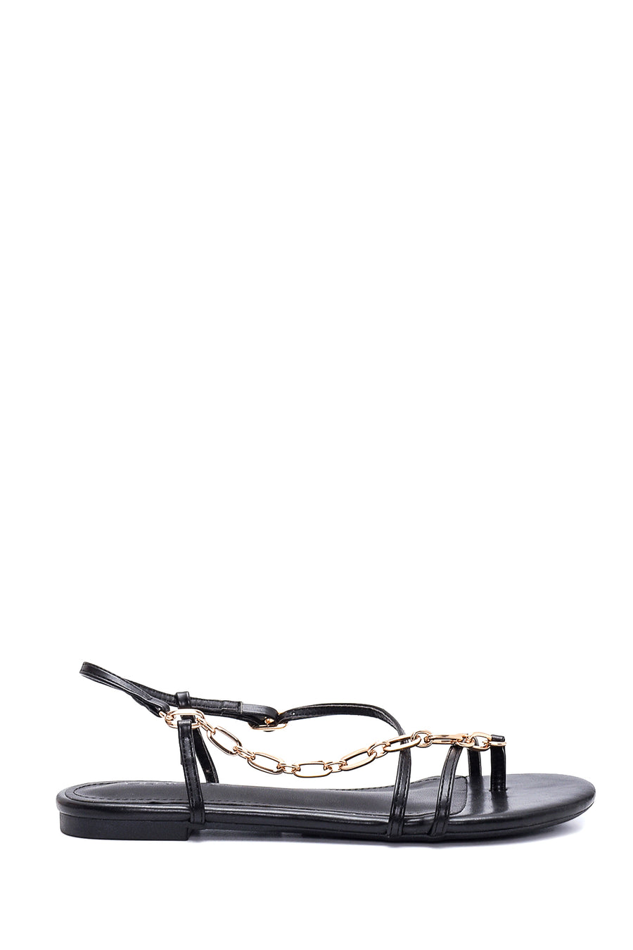 Women's Black Chain Detailed Sandals 22SFE450618 | Derimod