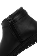 Women's Black Zippered Buckle Detailed Leather Comfort Boots | Derimod