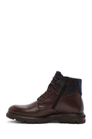 Men's Brown Lace-Up Zipper Detailed Leather Casual Boots | Derimod