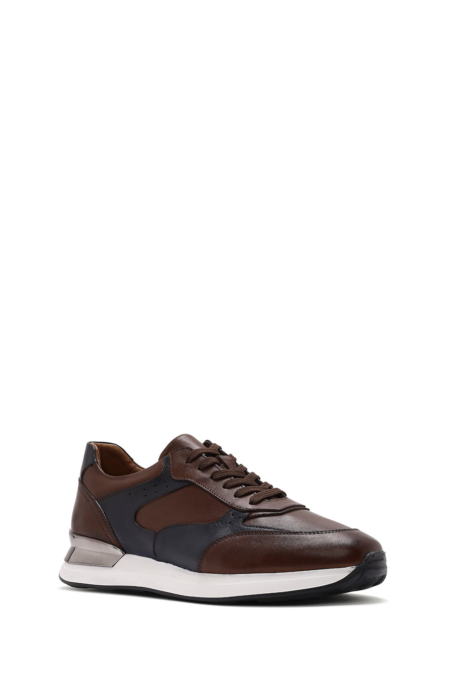 Erkek Taba Bağcıklı Deri Sneaker