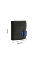 Men's Black Blue Leather Card Holder | Derimod