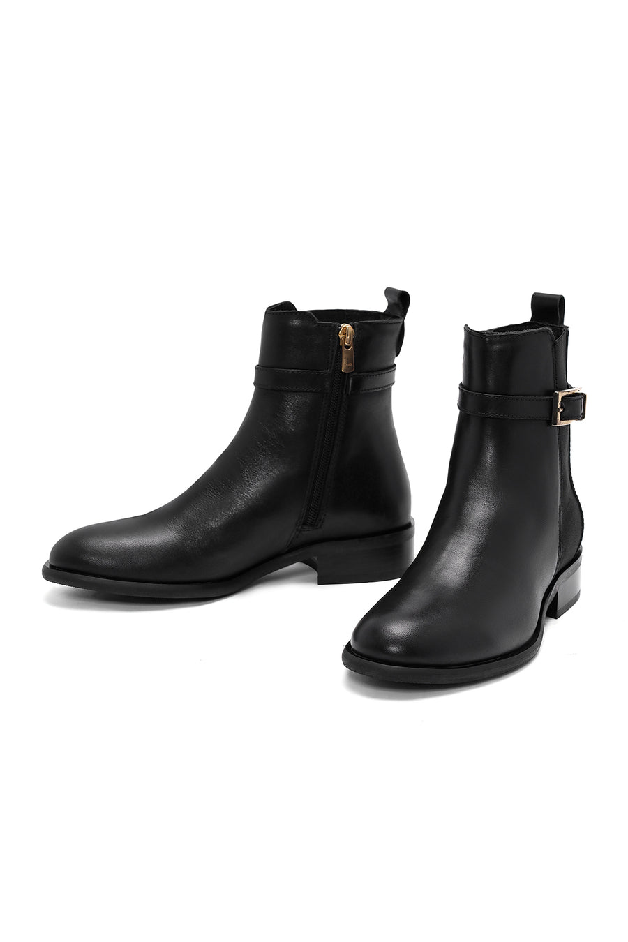 Women's Black Zippered Leather Boots