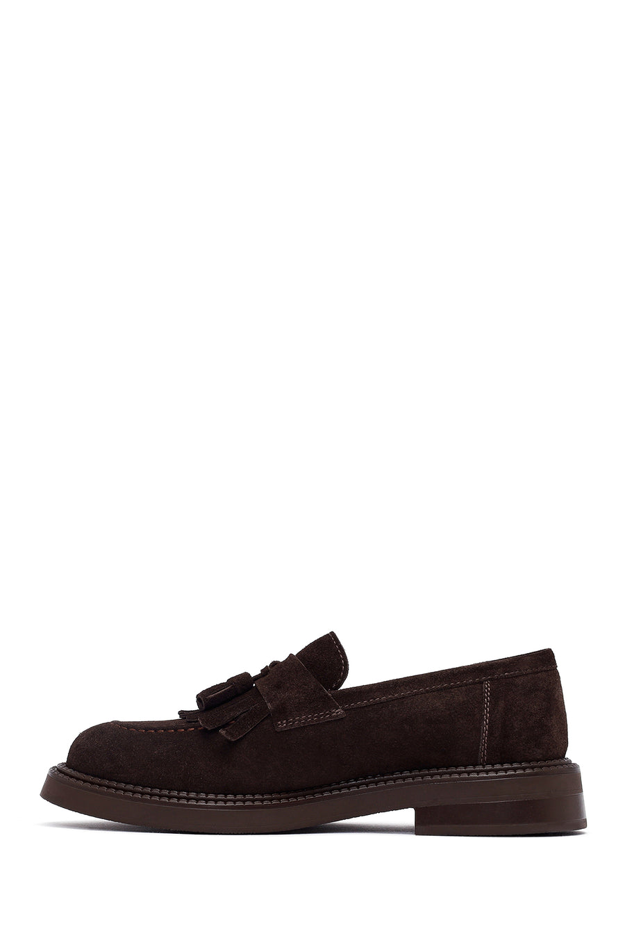 Woman Brown Tasselled Suede Loafer
