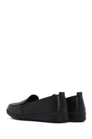 Women's Black Leather Comfort Loafer | Derimod