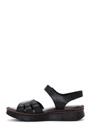 Women's Black Ankle Strap Leather Comfort Sandals | Derimod