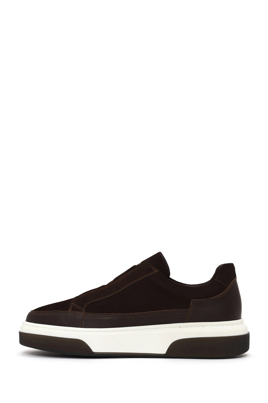 Erkek Kahverengi Kalın Tabanlı Nubuk Deri Sneaker