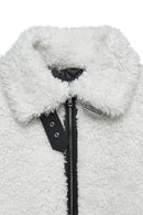 Meribel Women's White Black Stripe Detail Teddy Coat | Derimod