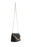 Women's Black Long Chain Strap Quilted Crossbody Bag | Derimod