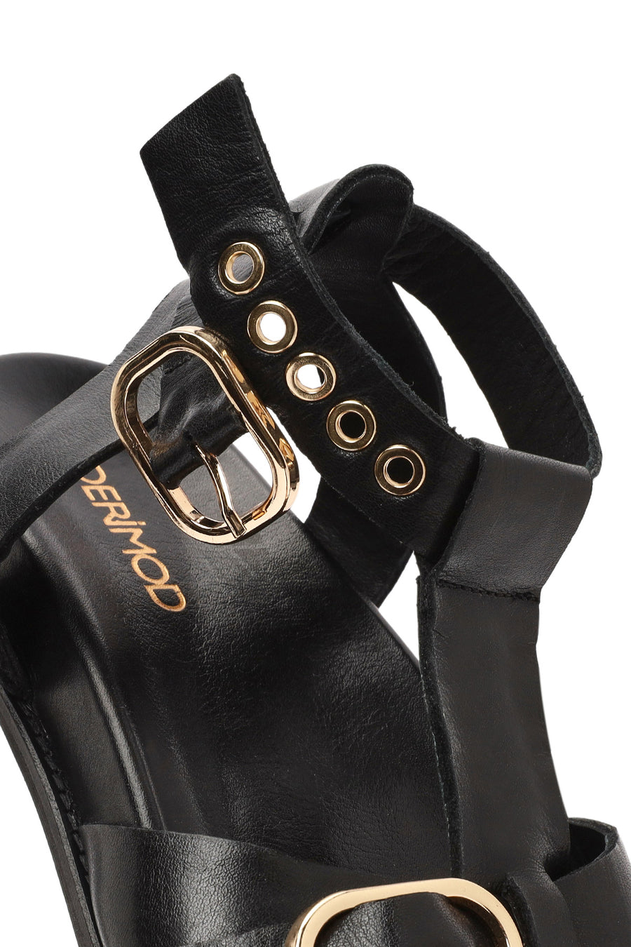 Women's Black Ankle Strap Leather Sandals