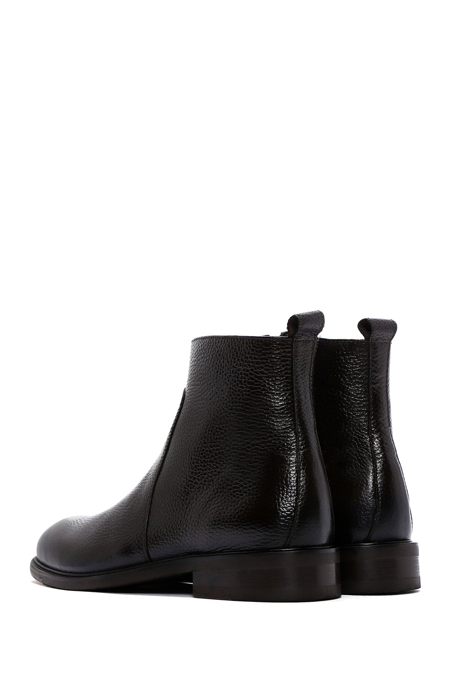 Men's Brown Zippered Leather Casual Boots