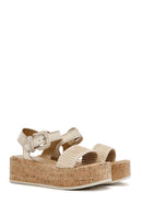 Women's Beige Leather Sandals | Derimod