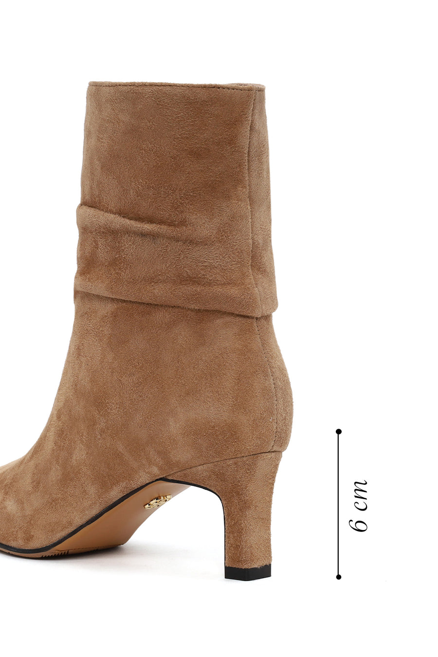 Woman Beige Heeled Suede Boots