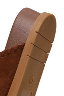 Woman Brown Double-Buckle Suede Slippers | Derimod