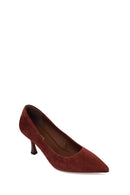 Kadın Bordo İnce Topuklu Süet Deri Stiletto | Derimod