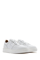 Men's White Lace-up Thick-Sole Leather Sneaker | Derimod