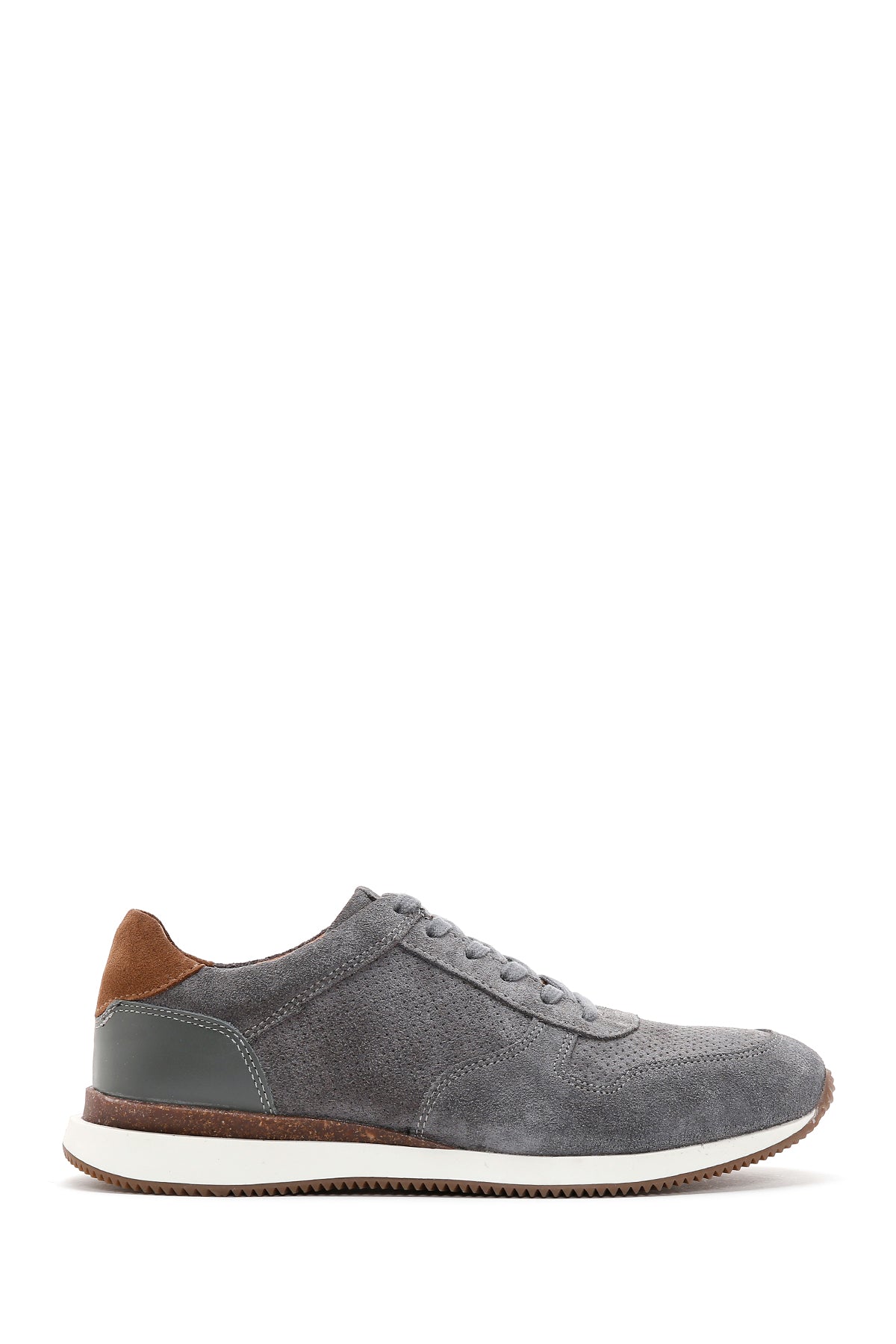 Men's Gray Suede Leather Printed Sneaker 23SFD632810 | Derimod