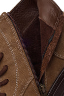 Male Beige Zip Closure Thick-Soled Nubuck Leather Boots | Derimod